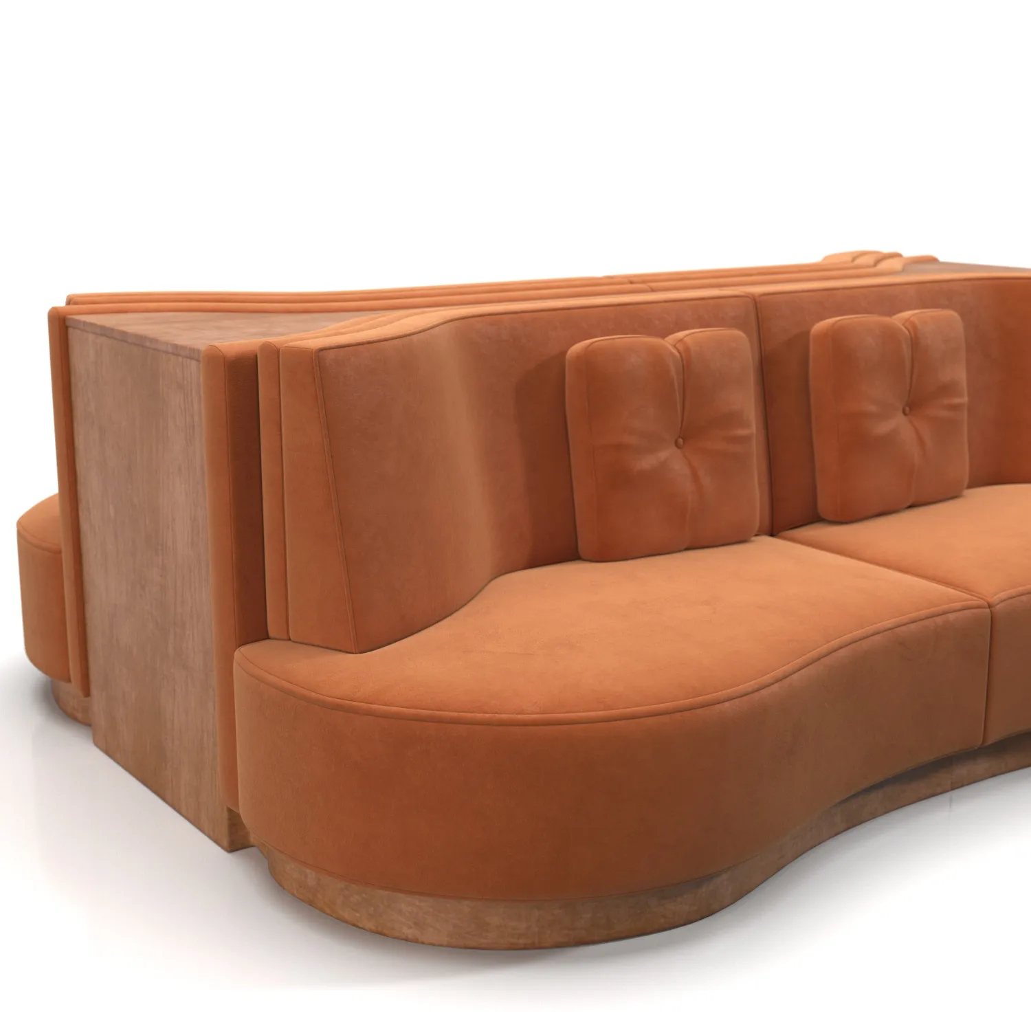 Mid Century Banquette Booth PBR 3D Model_05